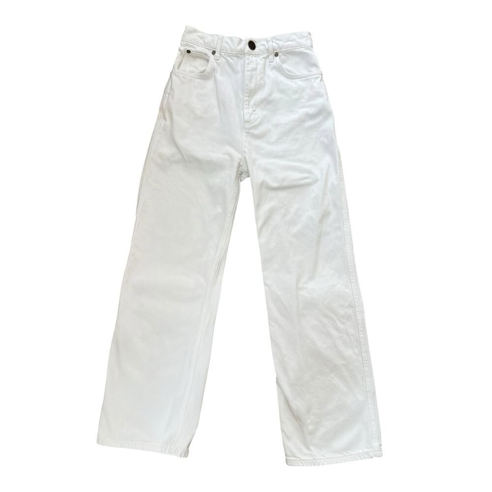 Sandro Paris Women’s White Blanc Denim High Waisted Straight Leg Jeans Size 36 - Picture 2 of 12